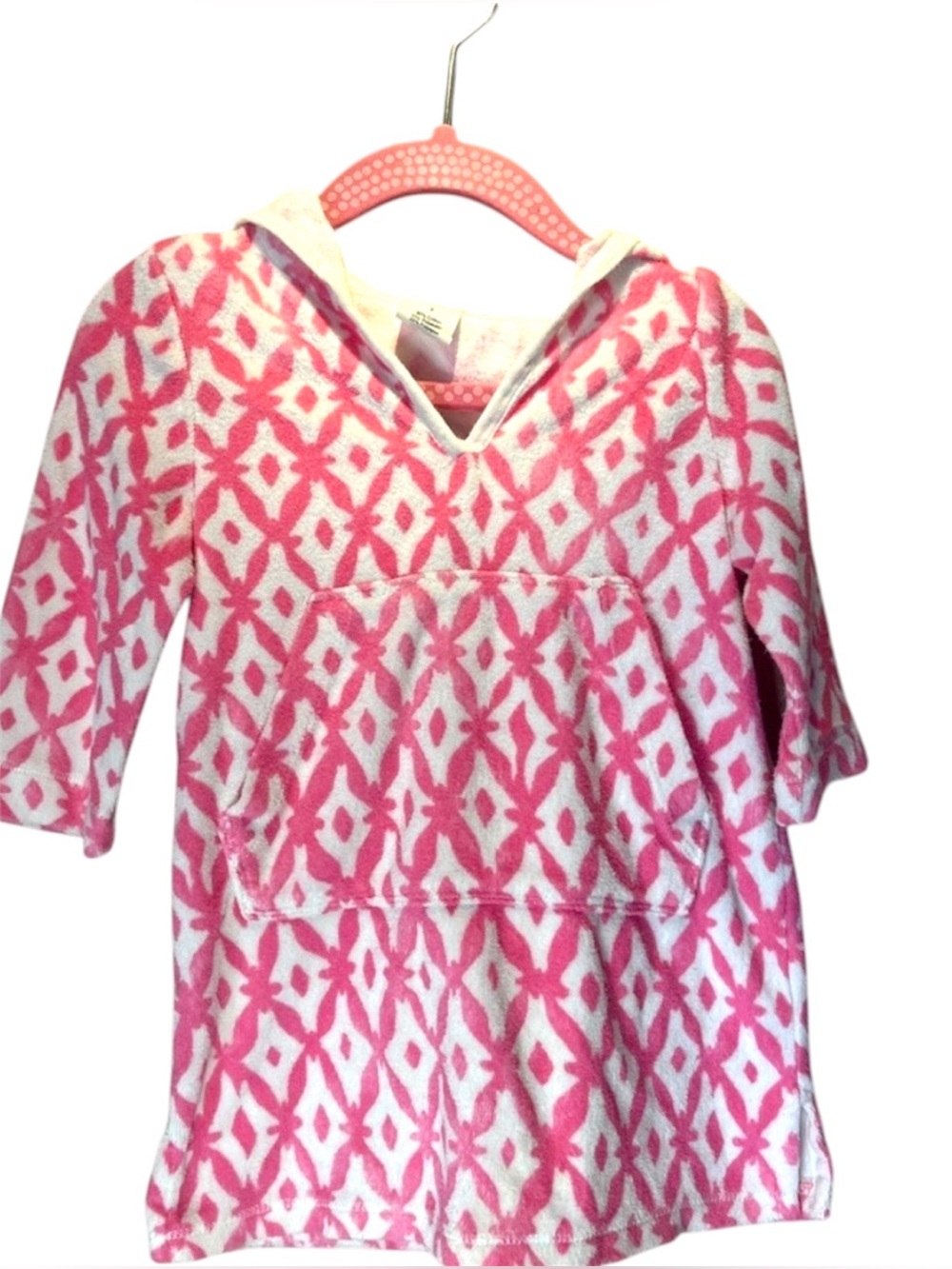 Crewcuts Outlet Girl’s Preppy Pink and White Swimsuit Coverup Size 2T